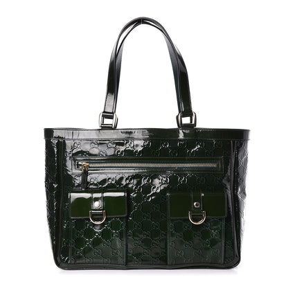 Gucci Shiny Guccissima Abbey D Ring Tote Green 1 of 9