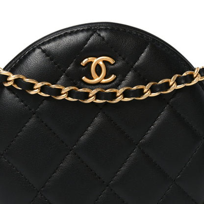 Chanel Lambskin Quilted Round Pearl Crush Clutch With Chain Black 8 of 10