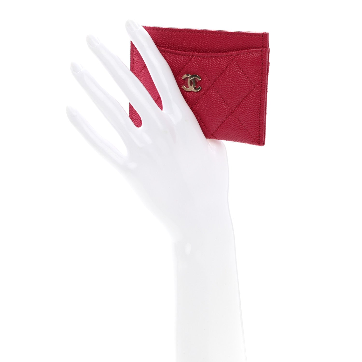Chanel Caviar Quilted Card Holder Dark Pink 2 of 9