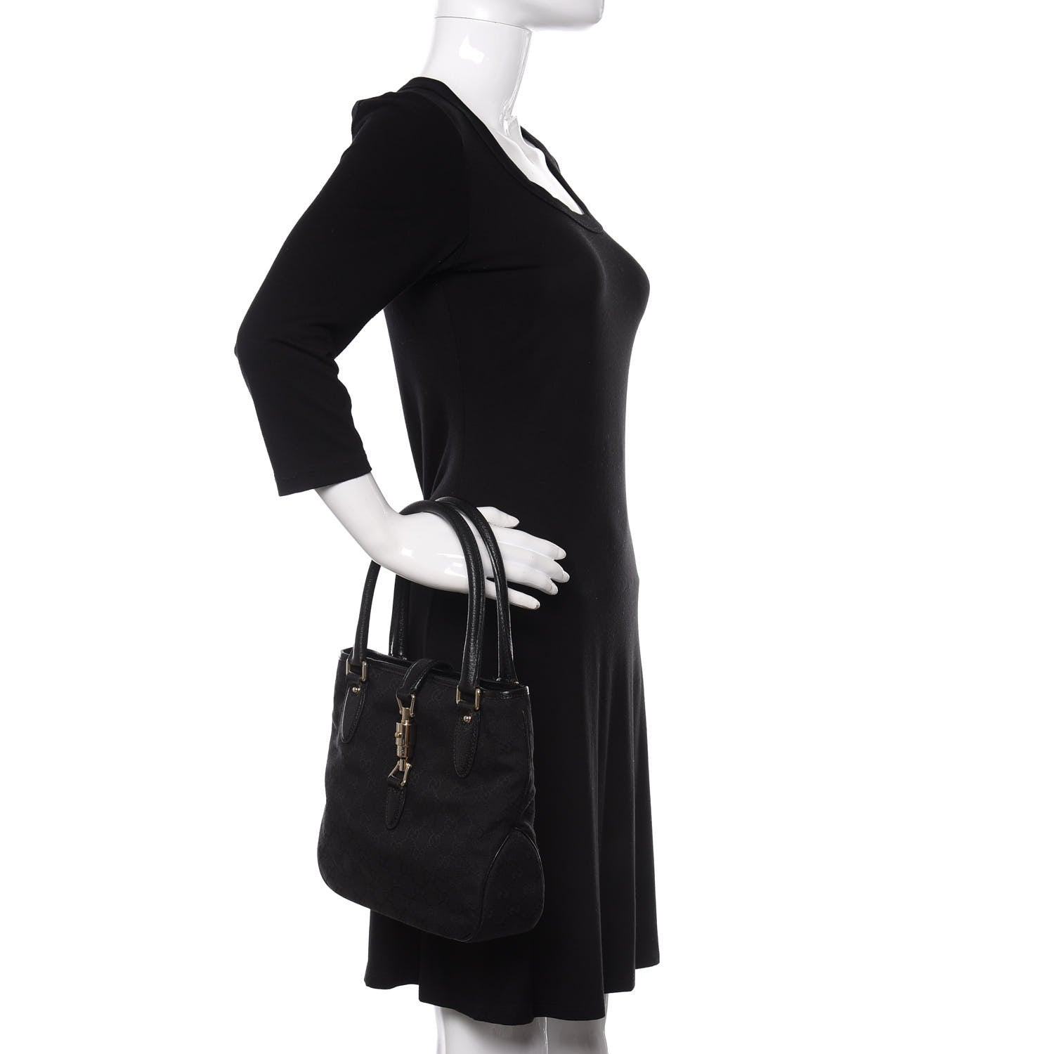 Gucci Monogram Small Jackie O Shoulder Bag Black 2 of 11