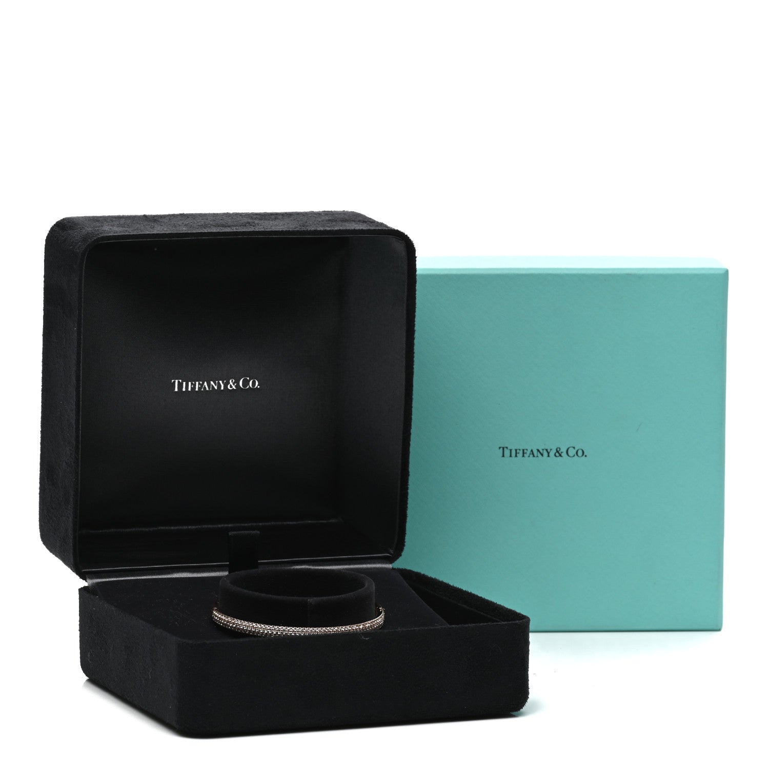 Tiffany 18K Rose Gold Diamond Metro Three-row Hinged Bangle Bracelet 3 of 3