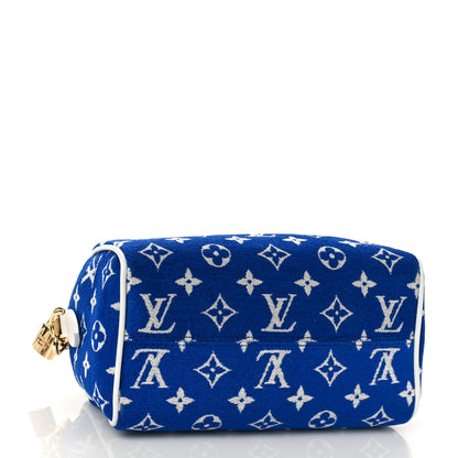 Louis Vuitton Jacquard Velvet Monogram LV Match Speedy Bandouliere 20 Blue 4 of 9
