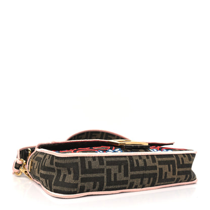 Fendi Fabric Jacquard FF 1974 Karligraphy Embroidered Baguette Tobacco Moro Rosso 4 of 9