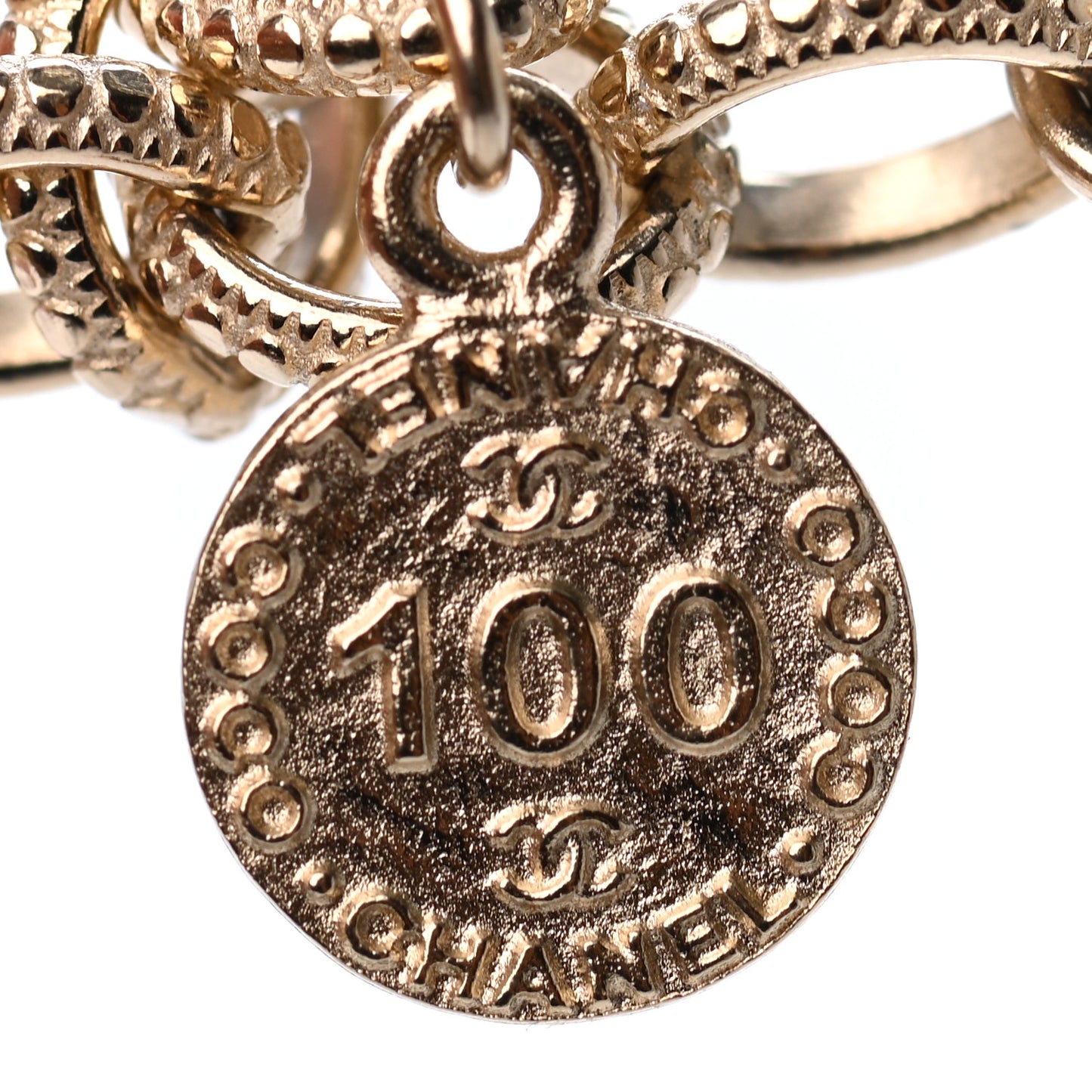Pearl CC 100th Anniversary Necklace Light Gold