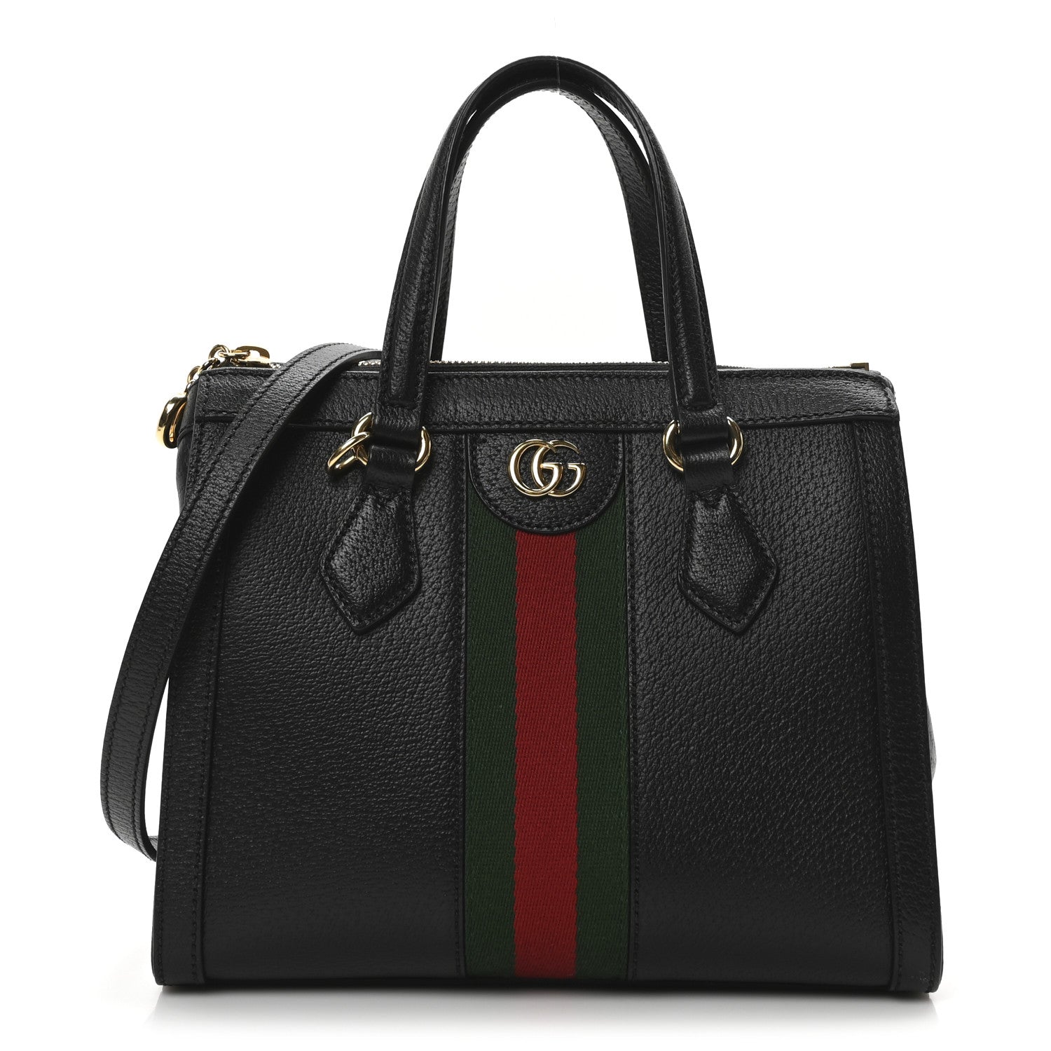 バッグ GUCCI Gucci Textured Calfskin Web Small Ophidia Tote Bag Black 1743379