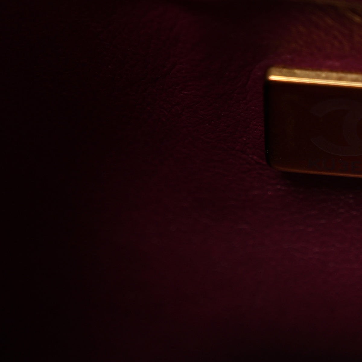 Shiny Lambskin Quilted Golden Links Top Handle Flap Dark Purple