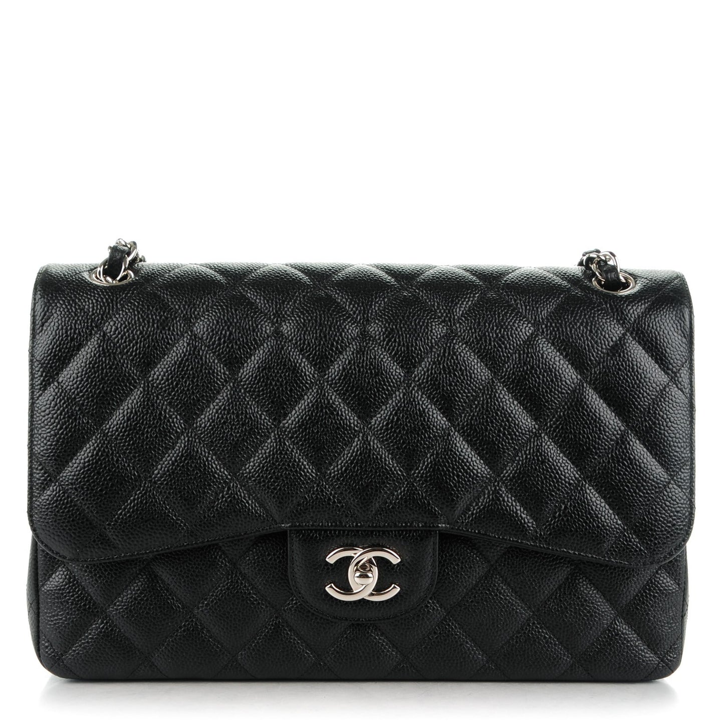 Caviar Quilted Jumbo Double Flap Black
