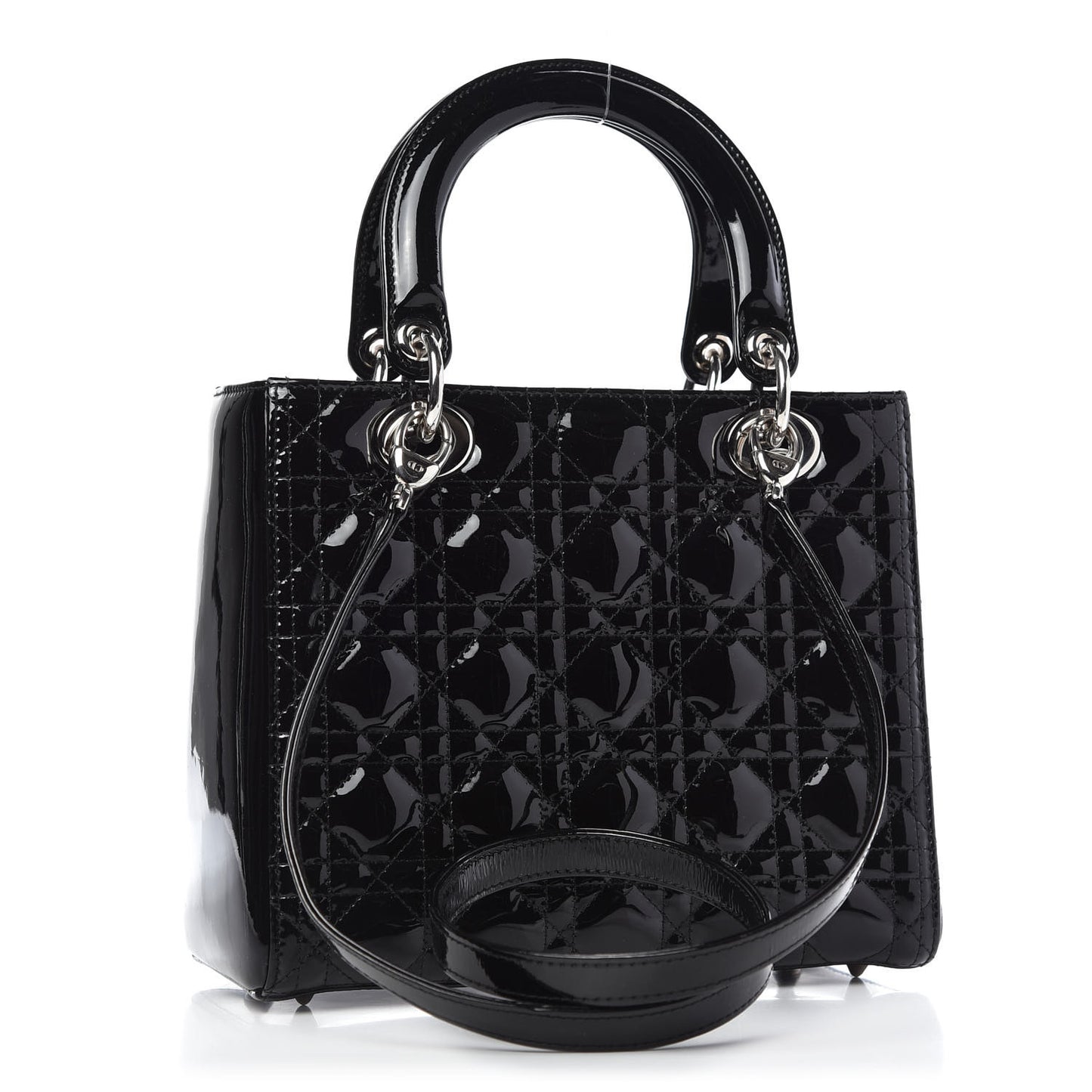 Patent Cannage Medium Lady Dior Black