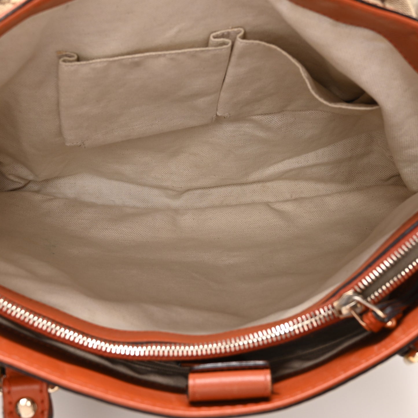 Monogram Medium Sukey Top Handle Tote Beige Orange