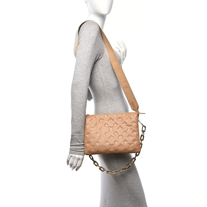 Louis Vuitton Lambskin Embossed Monogram Coussin PM Camel 2 of 11