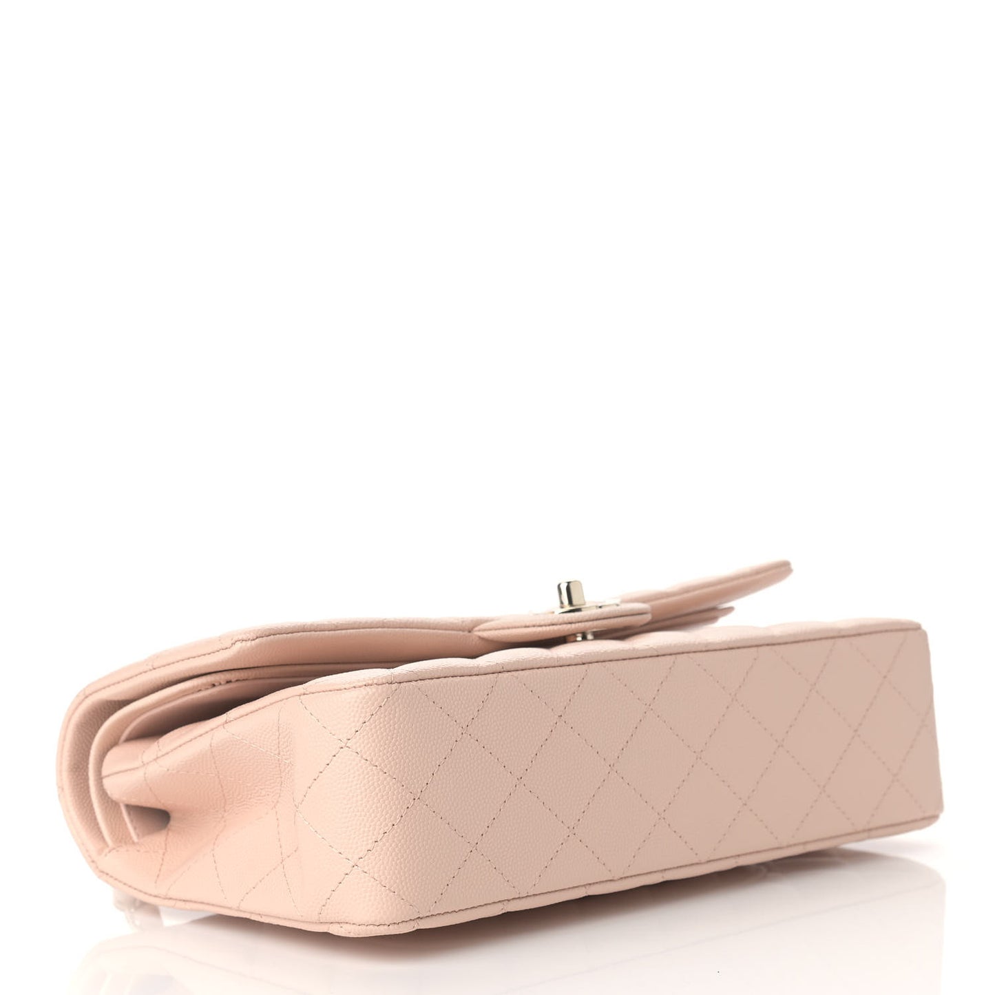 Caviar Quilted Medium Double Flap Light Beige