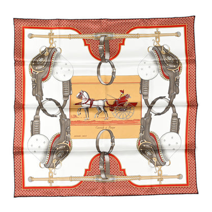 Hermes Silk Carrick a Pompe Scarf 70 White Beige Gris Cendre 1 of 7