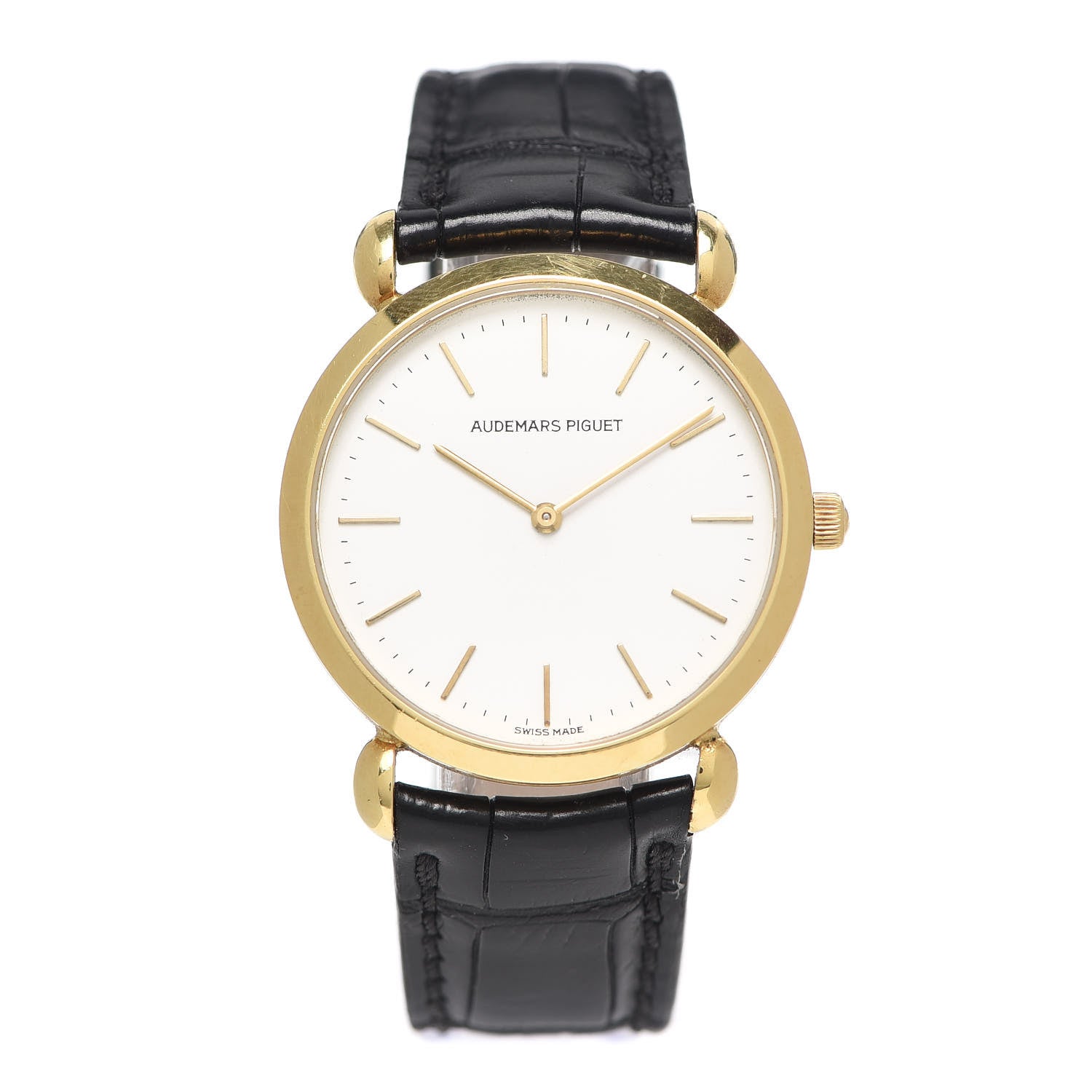 Audemars Piguet 18K Yellow Gold Alligator 32mm Classic Manual Winding Watch 1 of 5