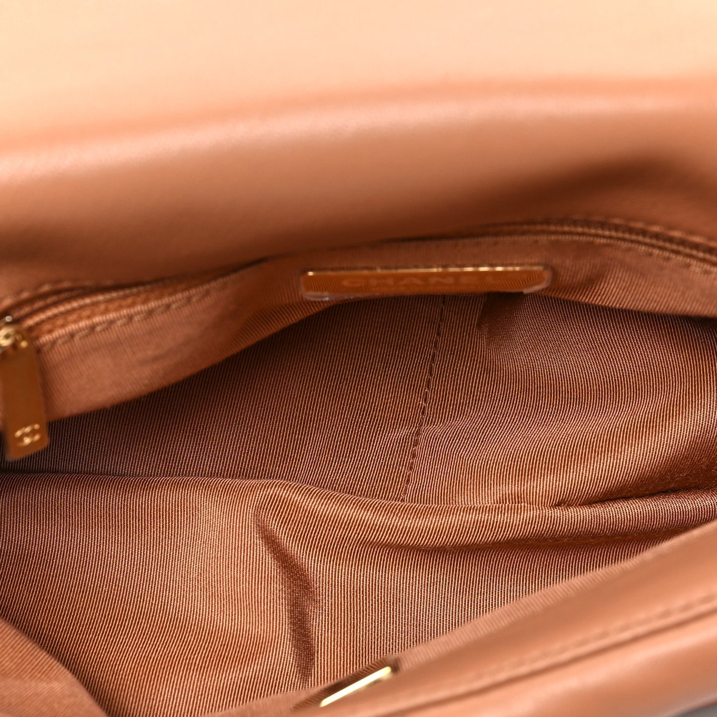 Lambskin Quilted Medium Chanel 19 Flap Brown