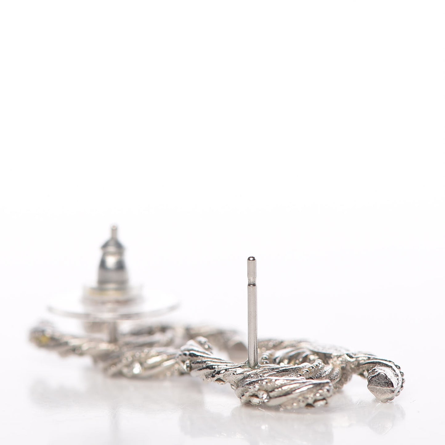 Crystal CC Twisted Earrings Silver