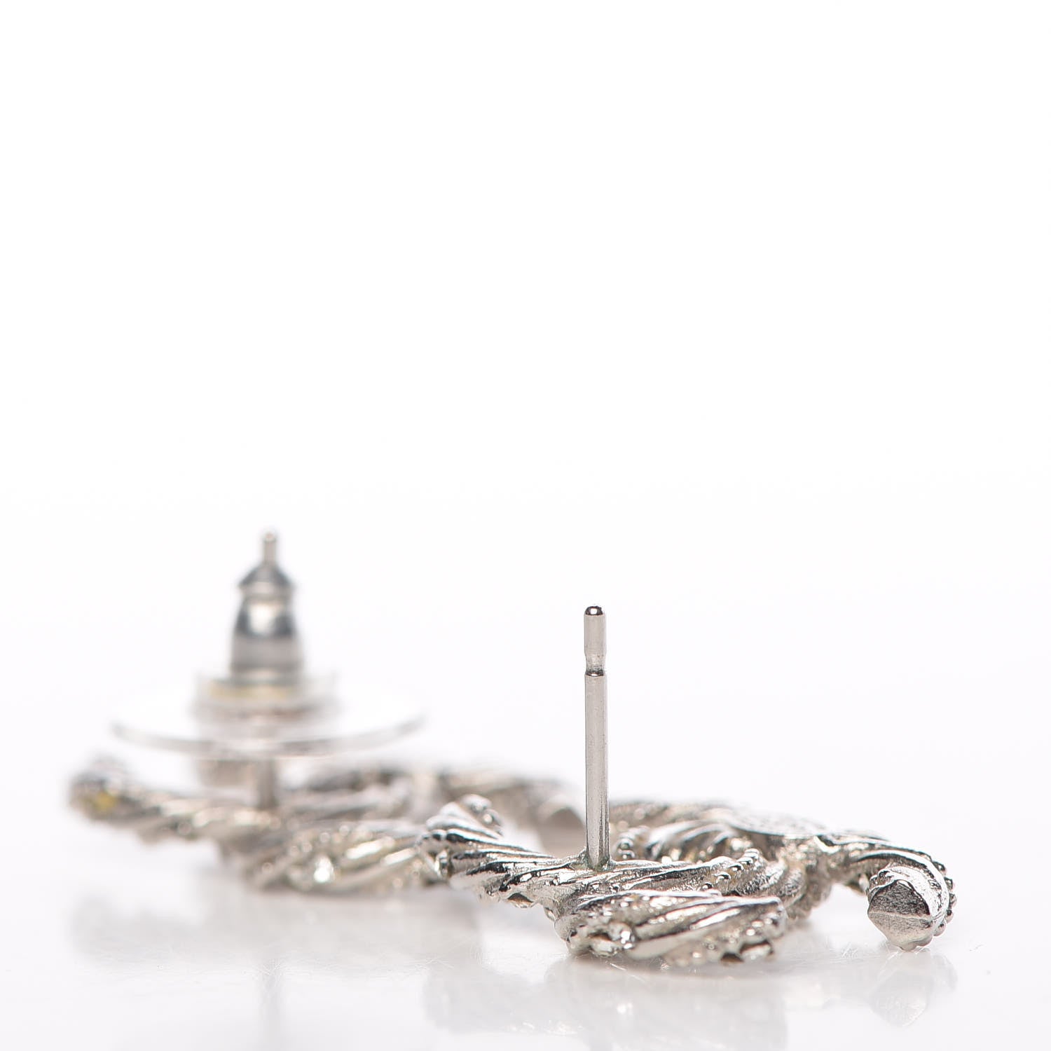 Chanel Crystal CC Twisted Earrings Silver 3 of 5