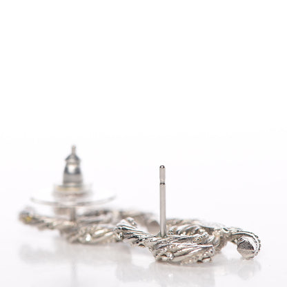 Chanel Crystal CC Twisted Earrings Silver 3 of 5