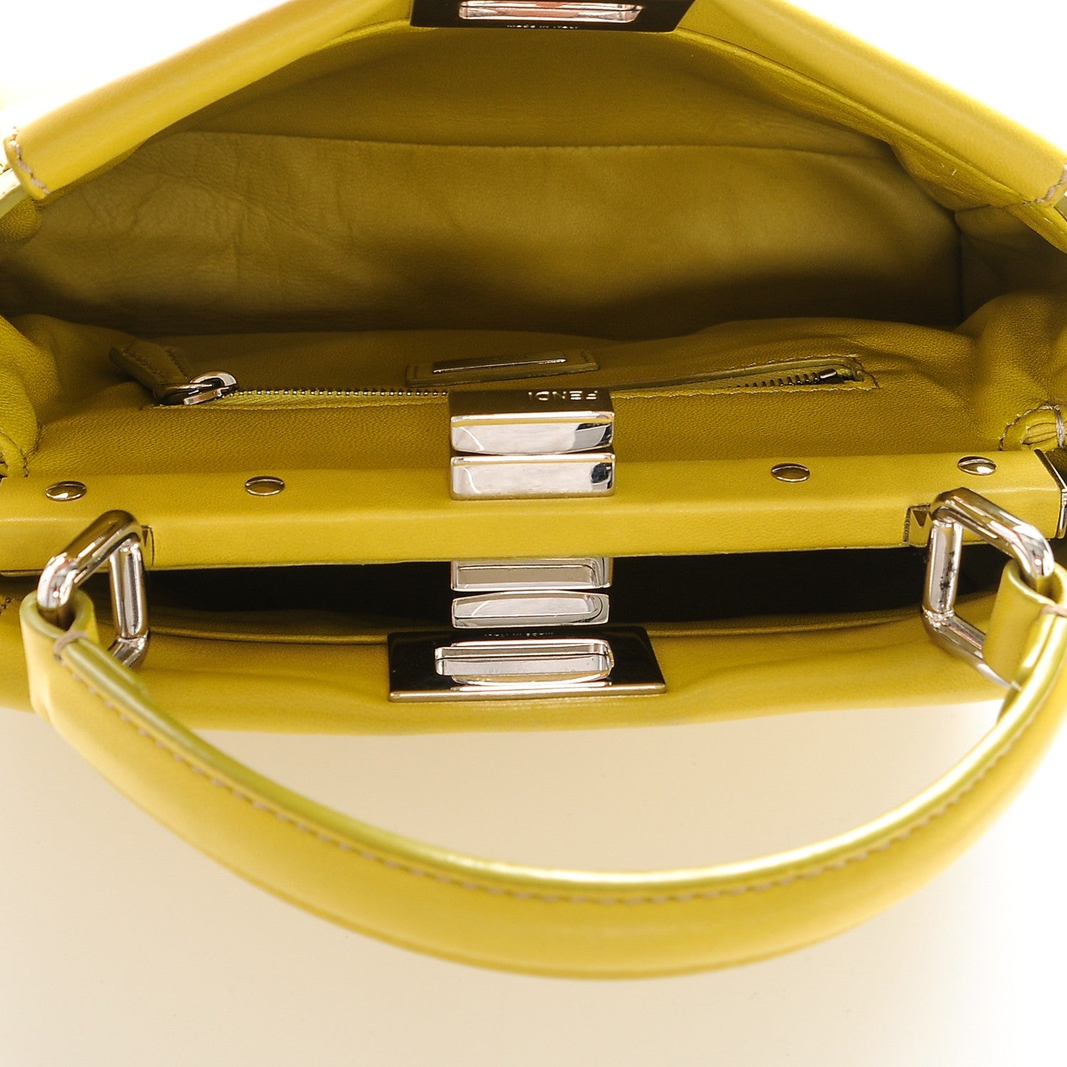 Fendi Nappa Mini Peekaboo Iconic Satchel Lime 5 of 16