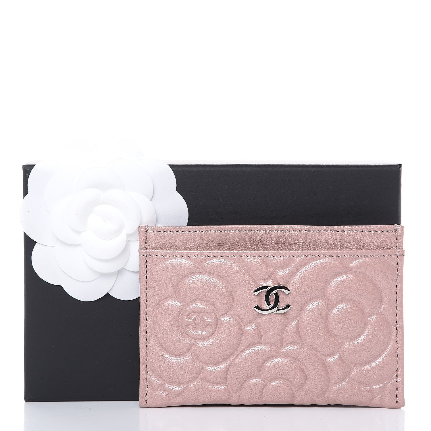 Chanel Goatskin Camellia Embossed Card Holder Light Pink 9 of 9