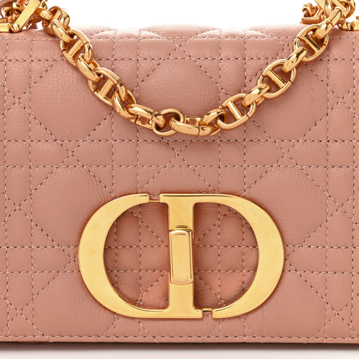 Grained Calfskin Cannage Small Caro Bag Rose De Vents