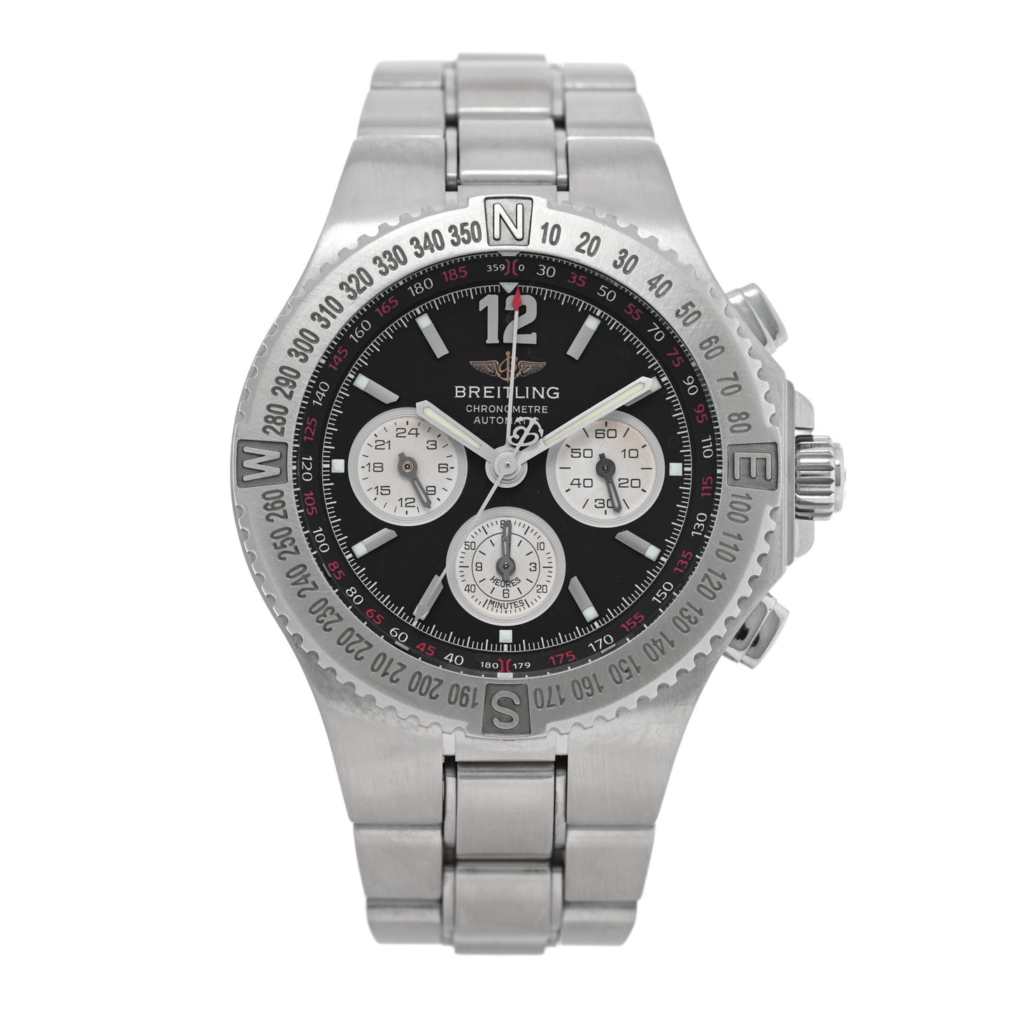 Stainless Steel 45mm Hercules Chronograph Automatic Watch Black A39363