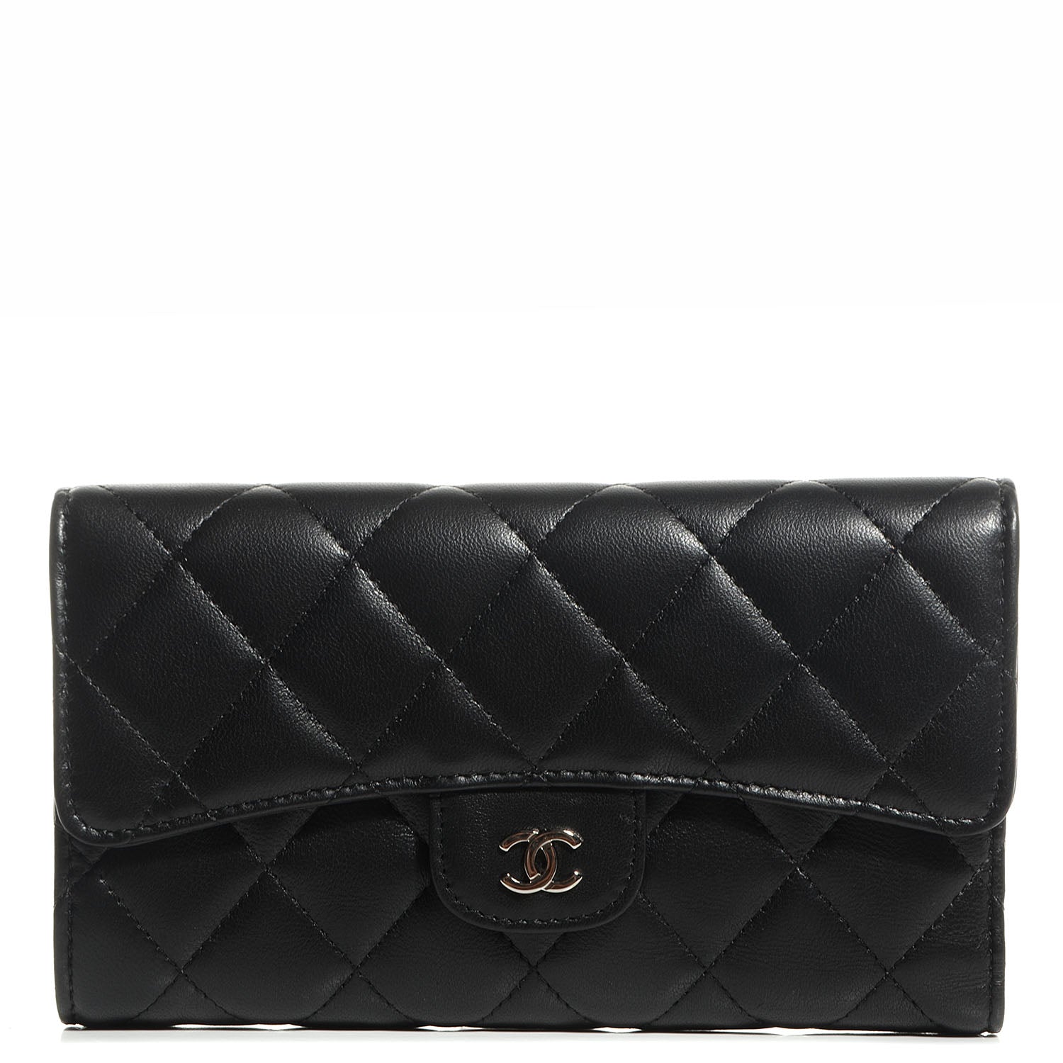 Chanel Lambskin Quilted Large Flap Wallet Black 1 of 8