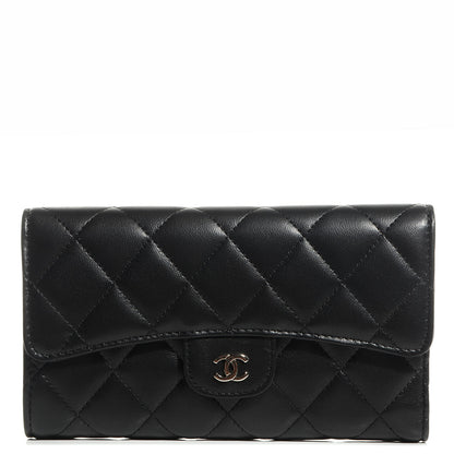 Chanel Lambskin Quilted Large Flap Wallet Black 1 of 8