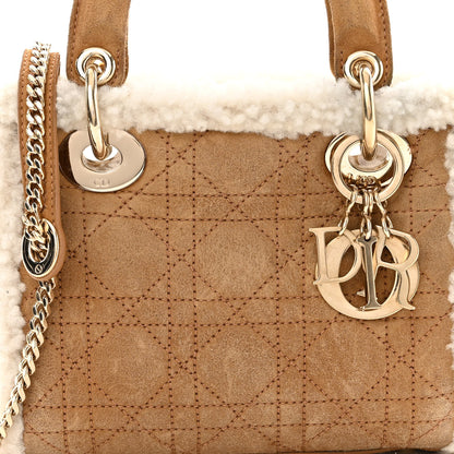 Christian Dior Suede Shearling Cannage Mini Lady Dior Camel 7 of 9