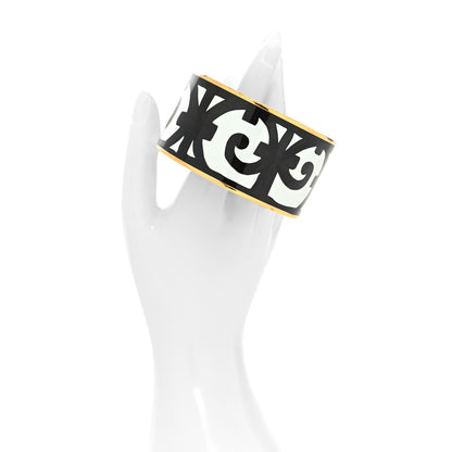 Hermes Enamel Printed Extra Wide Balcons du Guadalquivir Bracelet 65 Black 2 of 5