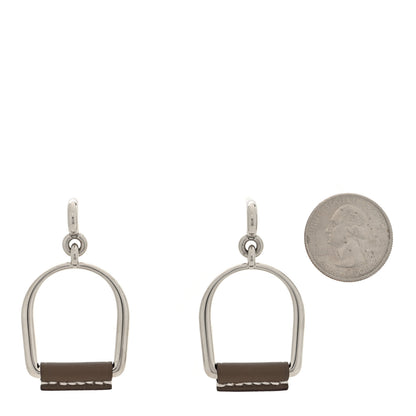 Hermes Palladium Swift Small Heritage Equestre Etrier Earrings Etoupe 2 of 5