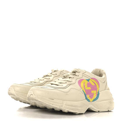 Gucci Calfskin Heart Rhyton Sneakers 39.5 Ivory 4 of 10