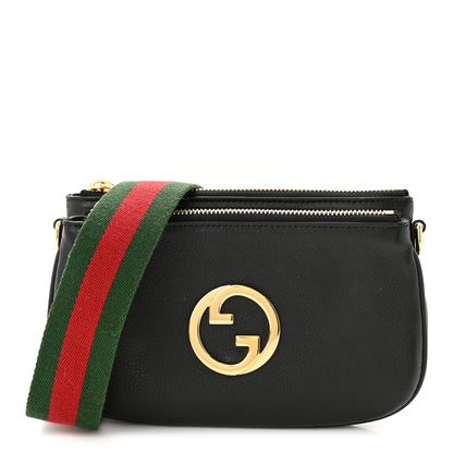 Gucci Roxy Calfskin Web Mini Blondie Crossbody Bag Black 1 of 12