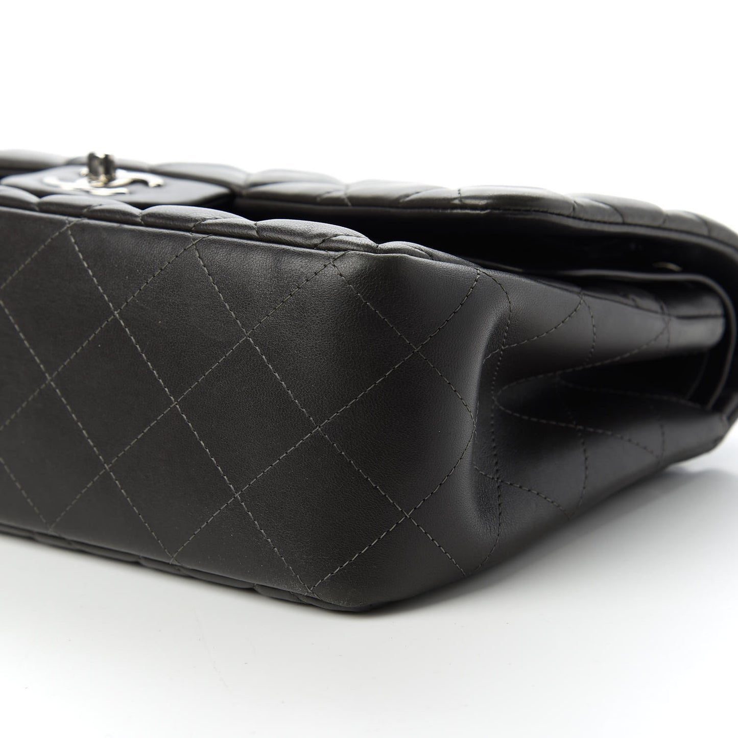 Lambskin Quilted Jumbo Double Flap Black