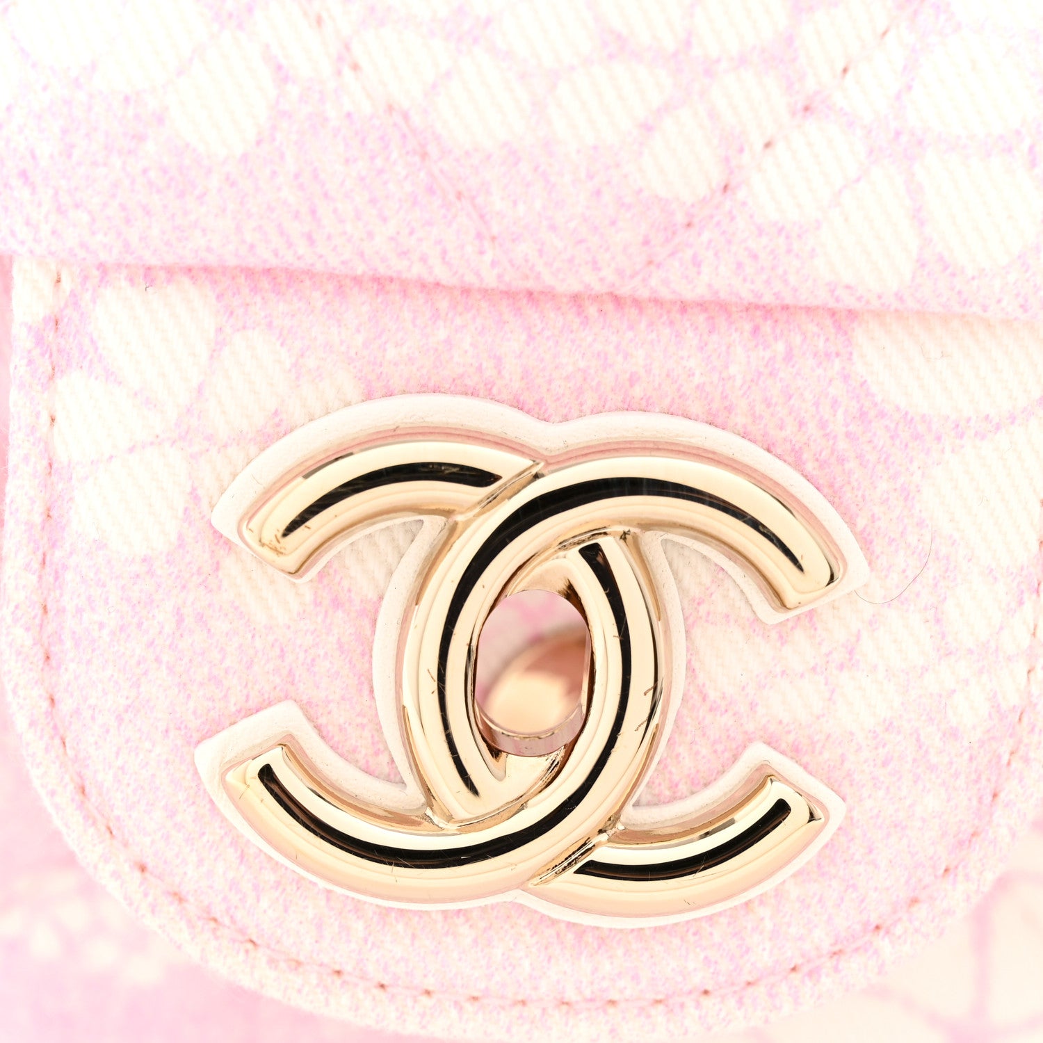 Chanel Printed Denim Quilted Medium Single Flap Bag Pink White 11 of 11