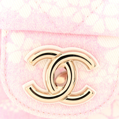Chanel Printed Denim Quilted Medium Single Flap Bag Pink White 11 of 11