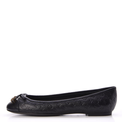 Louis Vuitton Calfskin Monogram Embossed Debbie Ballerina Flats 38 Black 1 of 9