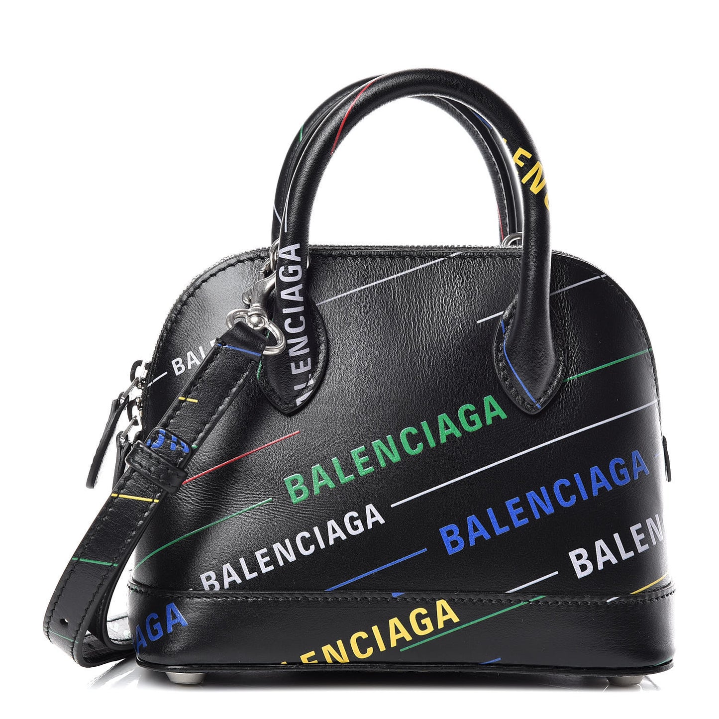 Calfskin Logo Print XXS Ville Top Handle Bag Black Multicolor