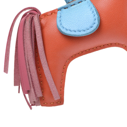 Hermes Milo Lambskin Grigri Rodeo Horse Bag Charm PM Orange Bleu Zanzibar Rose Azalee 6 of 7