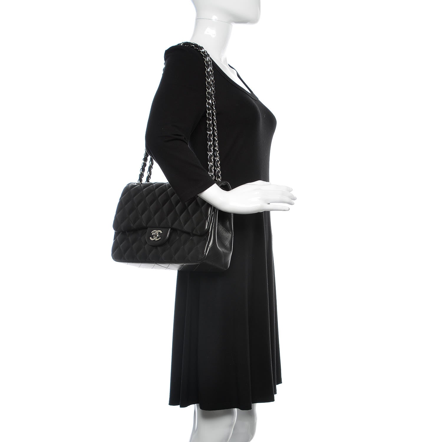 Chanel Lambskin Quilted Jumbo Double Flap Black 2 of 12