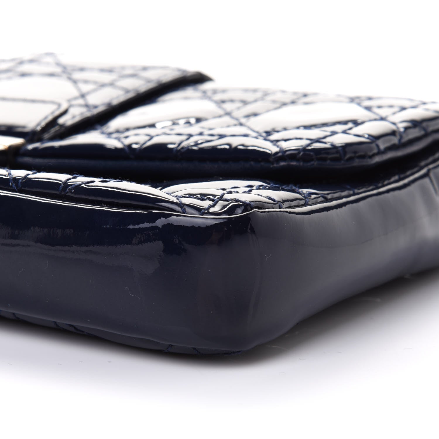 Christian Dior Patent Cannage New Lock Pouch Navy Blue 10 of 11