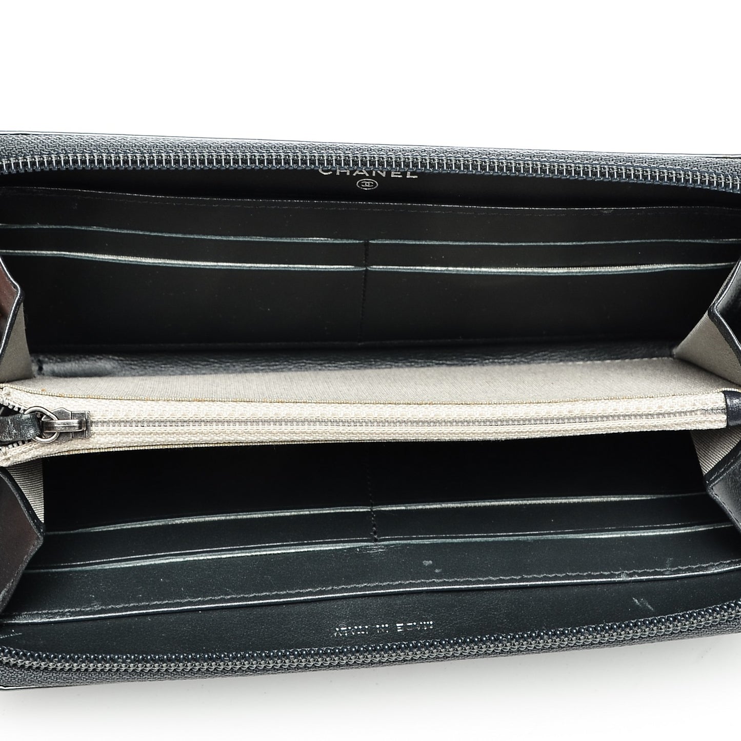 Glazed Calfskin Boy Zip Around Wallet Grey