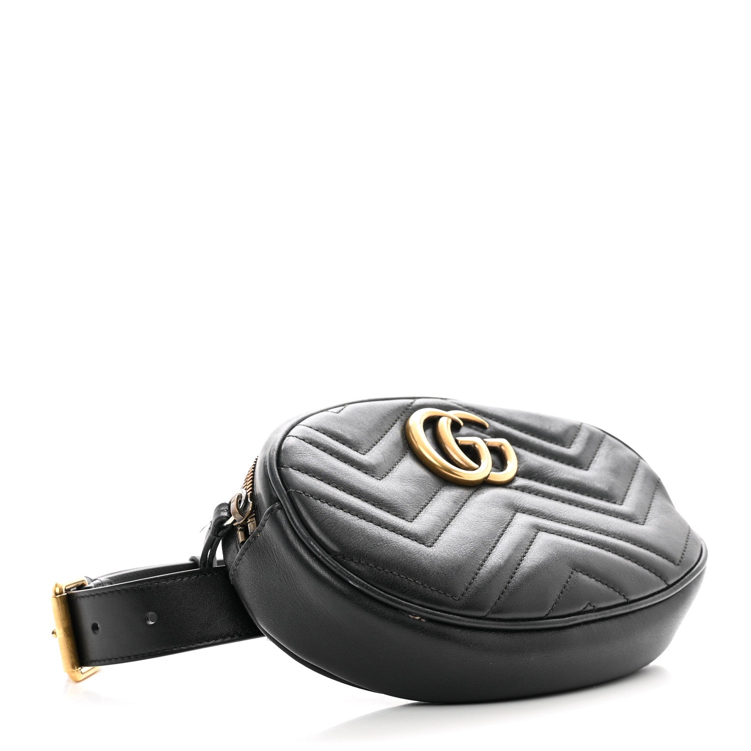 Gucci Calfskin Matelasse GG Marmont Belt Bag 75 30 Black 4 of 10