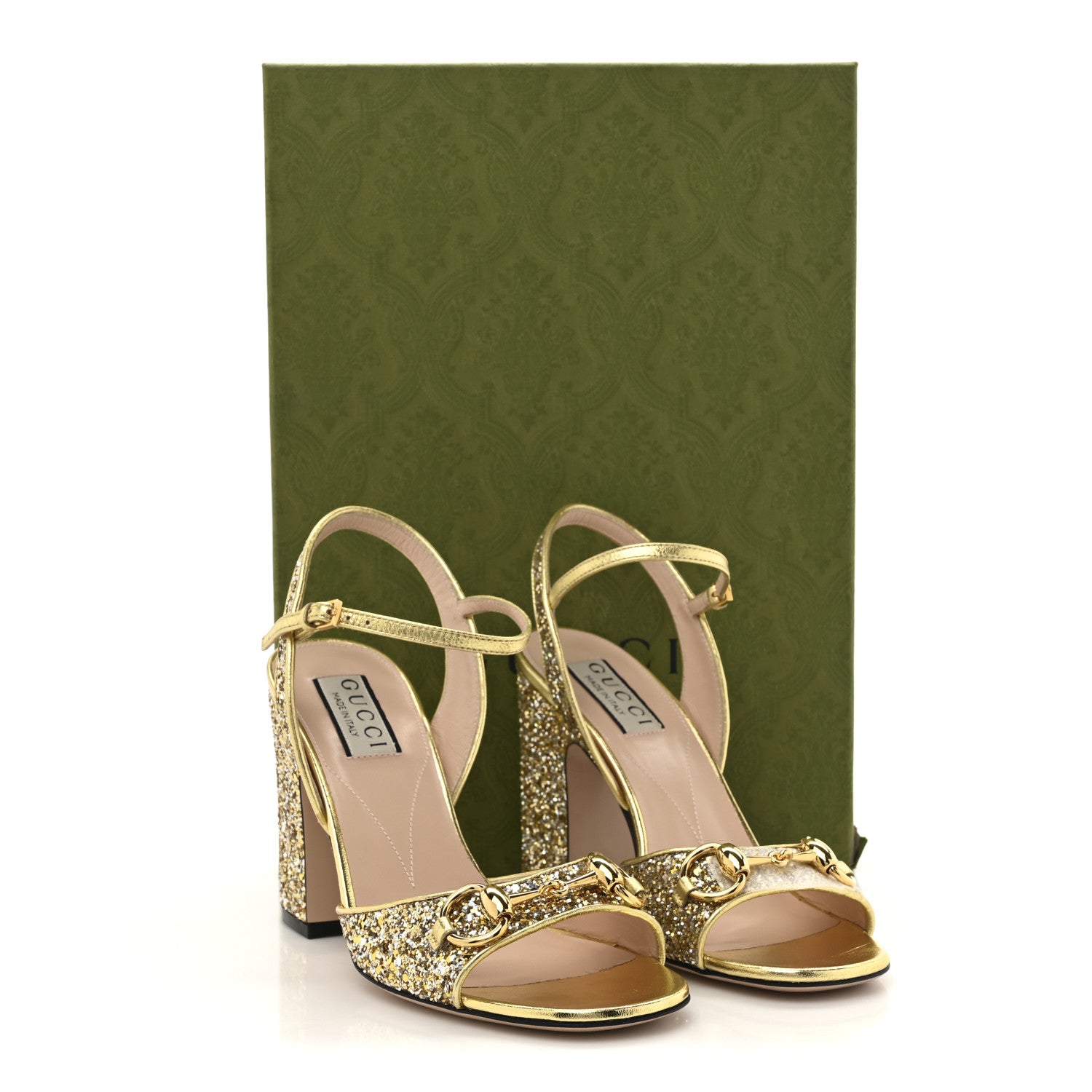 Gucci Cristal Nappa Silk Horsebit Ankle Strap Sandals 36 Platino 9 of 9