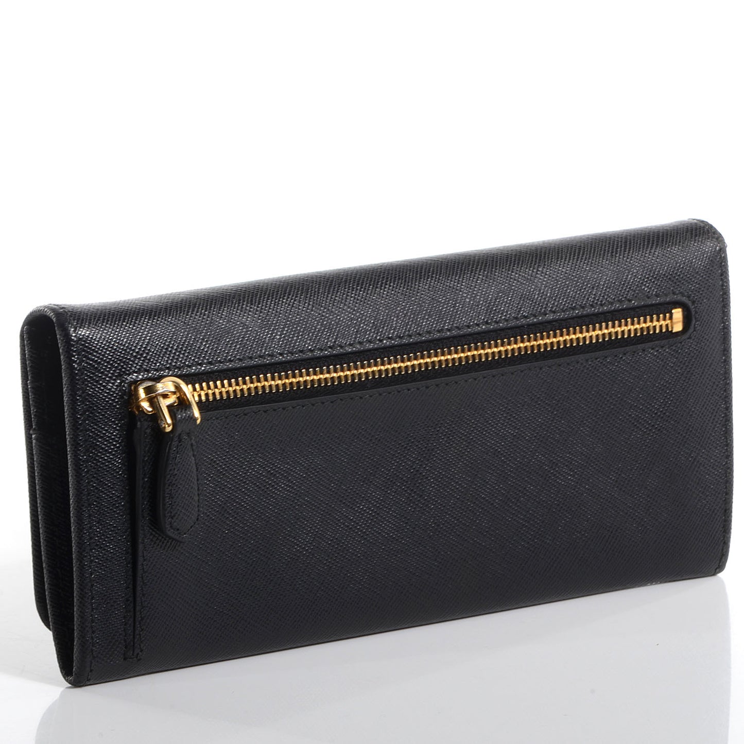 Saffiano Metal Continental Flap Wallet Nero Black