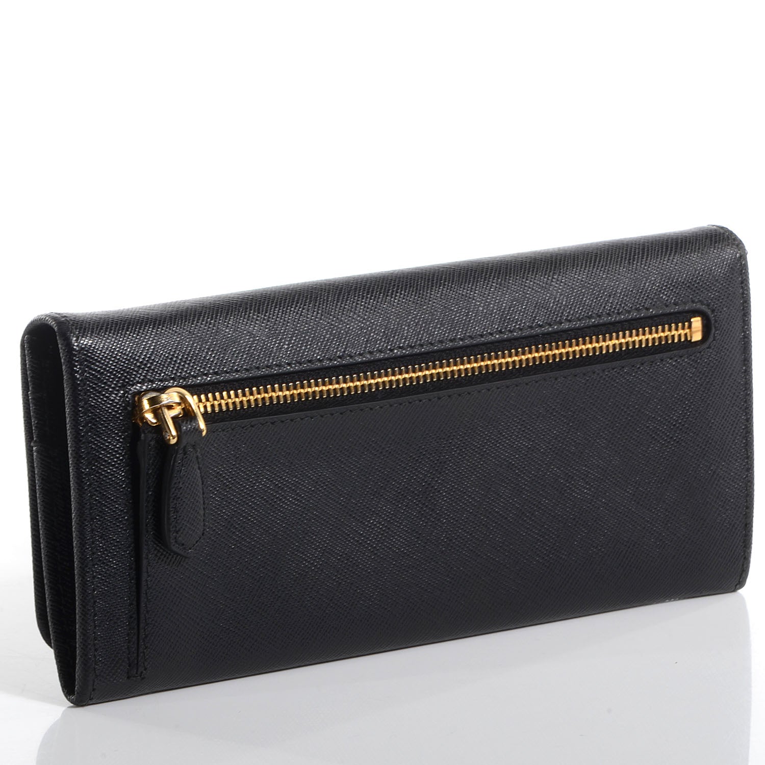 Prada Saffiano Metal Continental Flap Wallet Nero Black 3 of 10
