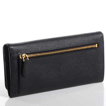Prada Saffiano Metal Continental Flap Wallet Nero Black 3 of 10