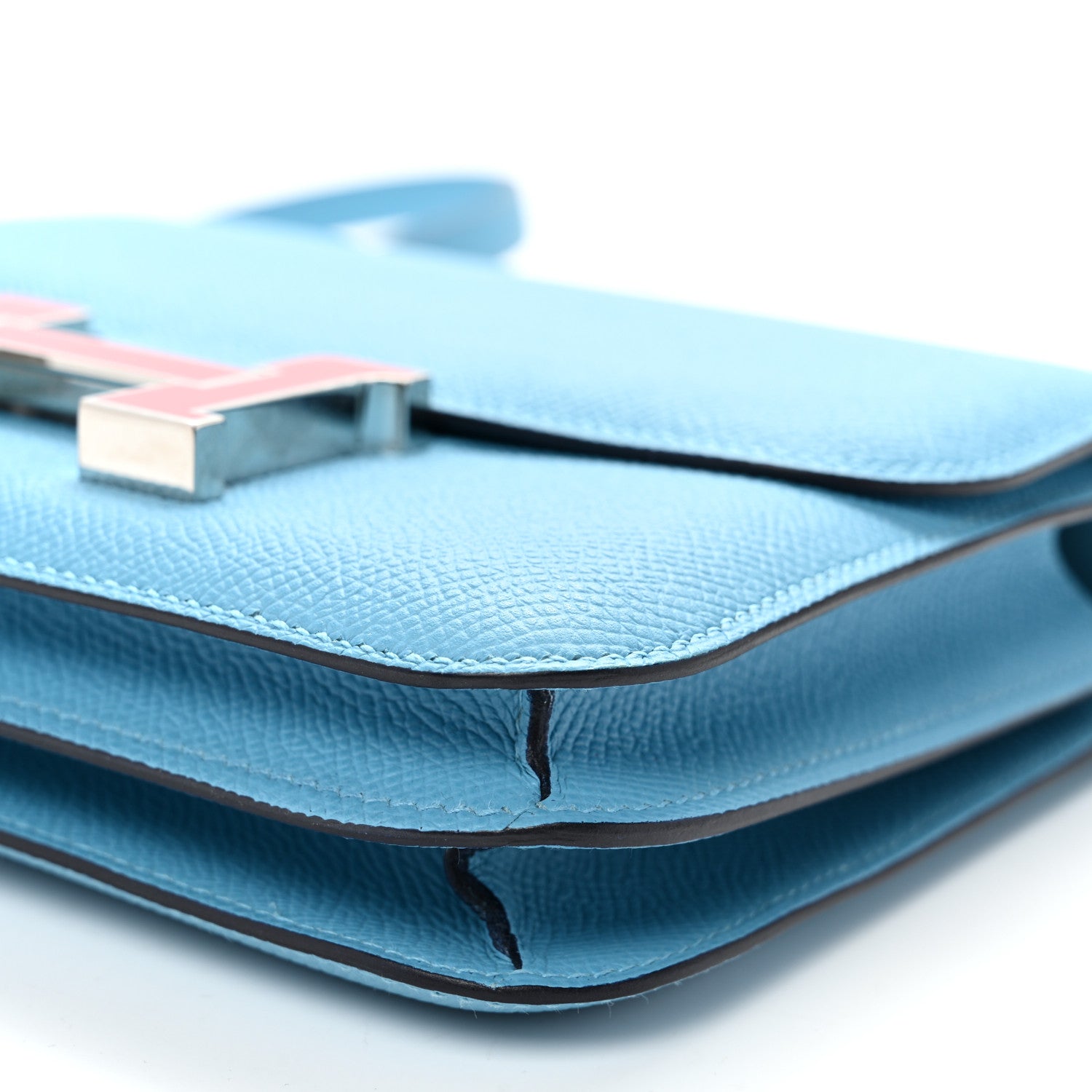 Hermes Epsom Enamel Constance 18 Bleu Du Nord Rouge de Coeur 10 of 10