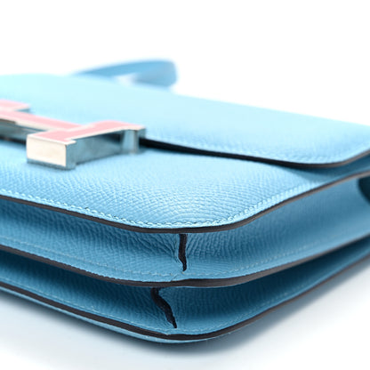 Hermes Epsom Enamel Constance 18 Bleu Du Nord Rouge de Coeur 10 of 10