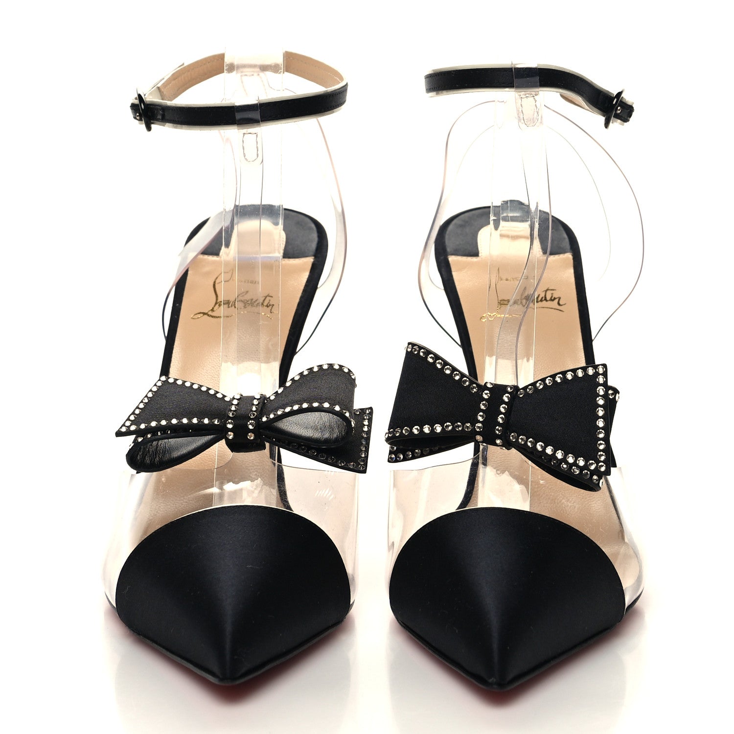 Christian Louboutin Satin Patent PVC Naked Bow 100 Pumps 41 Black 2 of 7