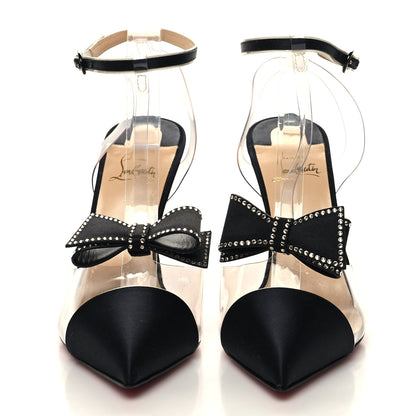 Christian Louboutin Satin Patent PVC Naked Bow 100 Pumps 41 Black 2 of 7